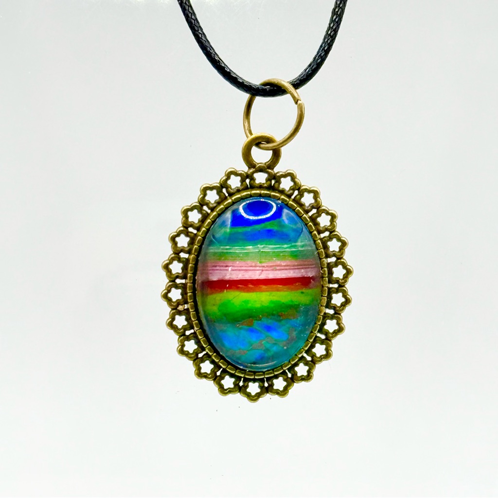 Vibrant Rainbow Pendant Necklace 25$